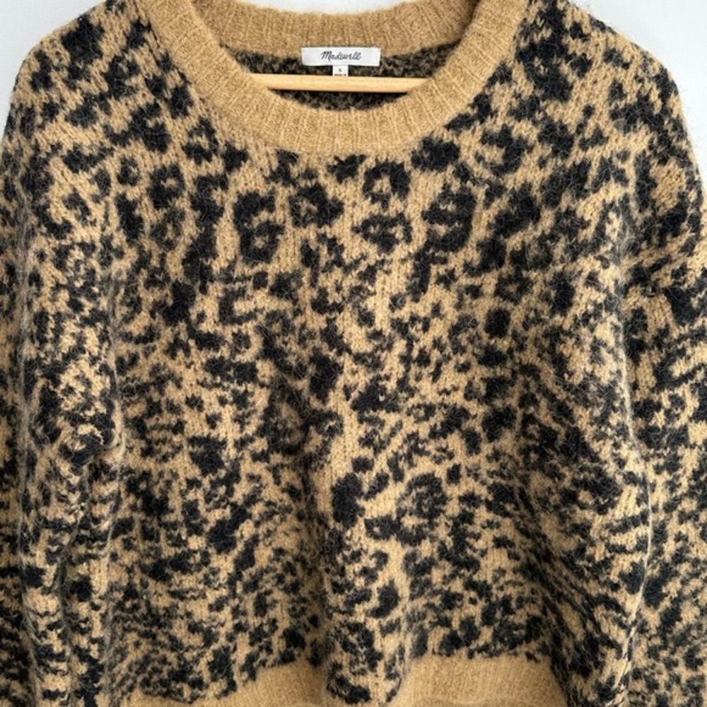 Madewell Alpaca Wool Leopard Crewneck Thick Cozy Sweater‎ Size Small - Picture 3 of 10